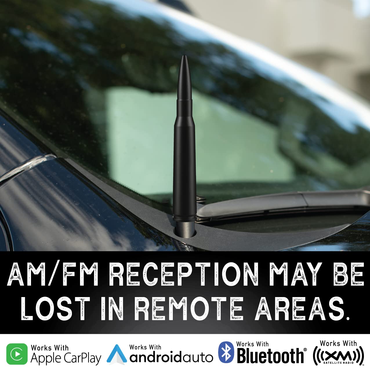 Short Truck Antenna Badass 50 Cal Bullet Antenna - Fits Dodge Ram & Ford F150/F250 (1990-2023) - Anti-Theft Black Aluminum Stubby Antenna F150 - Foto 6