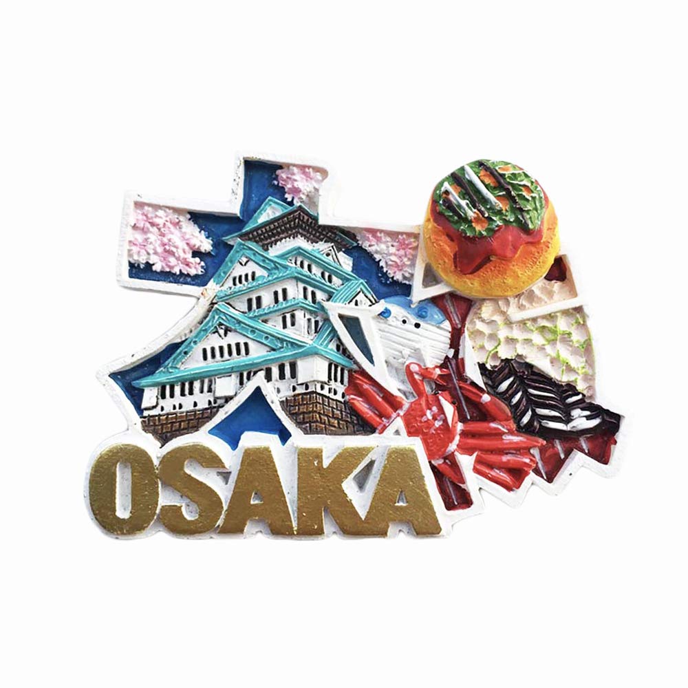 Osaka Giappone 3D lettere souvenir magnete da frigo, in resina fatta a mano, decorazione per la casa e la cucina giapponese, magnete per frigorifero, collezione magnetica