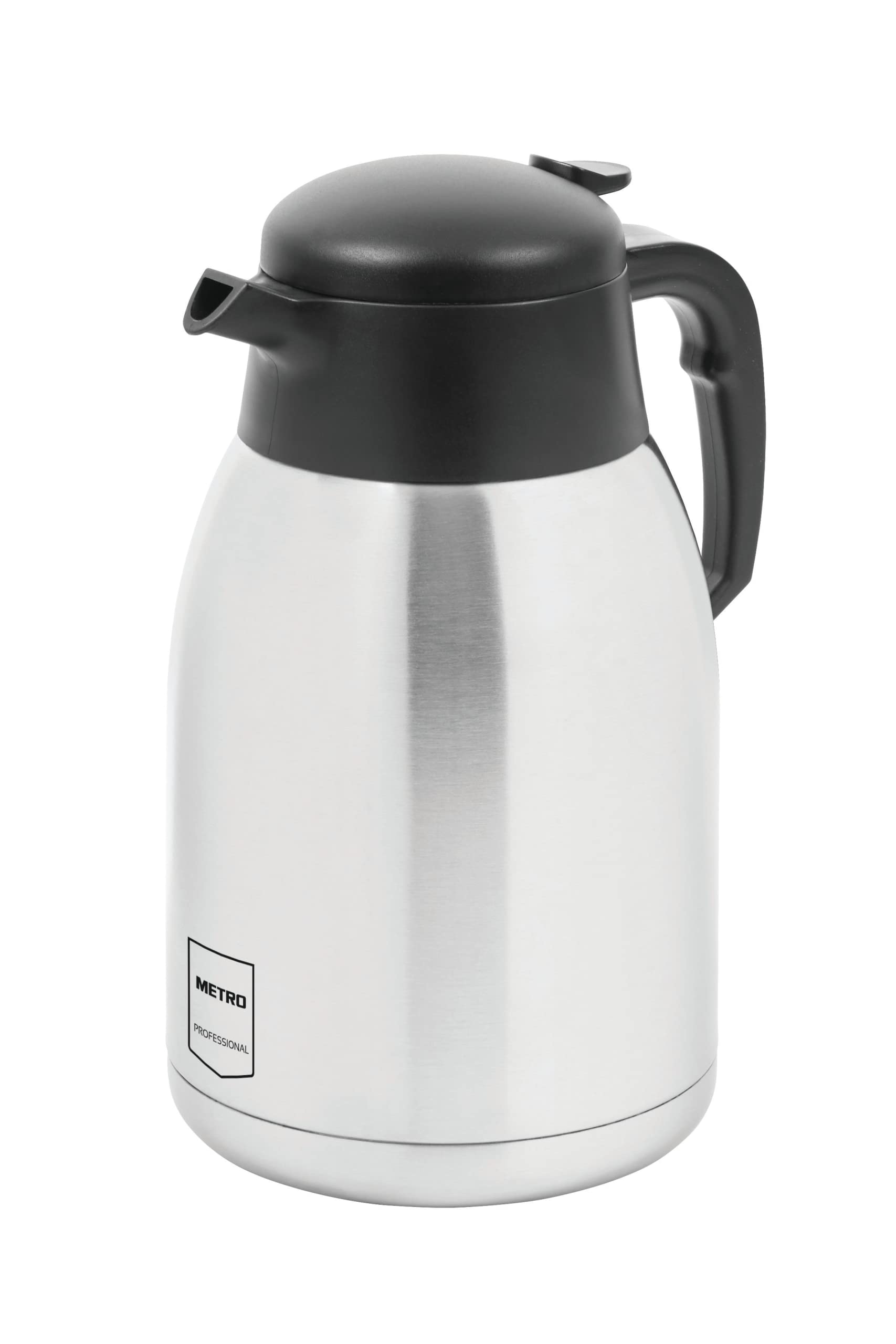 METRO Professional Máquina de café GCA2101, Cafetera de goteo, acero inoxidable, 2.3 litros, 1900 W, 21.5 x 41.5 x 52 cm, con termo y depósito de agua, 30°C-98°C, incluye 100 filtros papel, plata