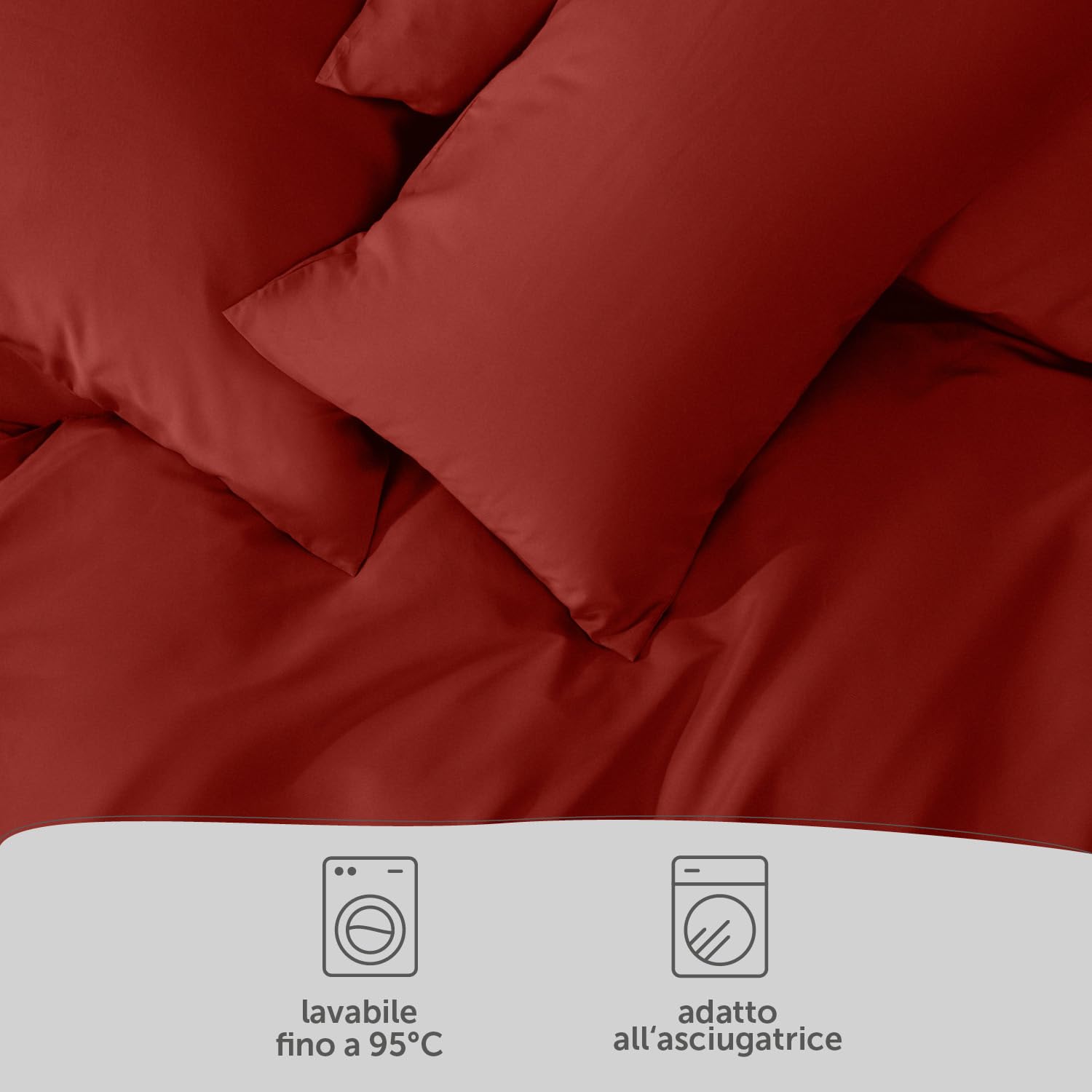 Blumtal Copripiumino Matrimoniale 240x220 e Federe 50x80 - Set di Lenzuola in microfibra extra morbida certificata Oeko-Tex, Set Copripiumino Matrimoniale con 2 Federe - 3 pezzi - Rosso Aurora