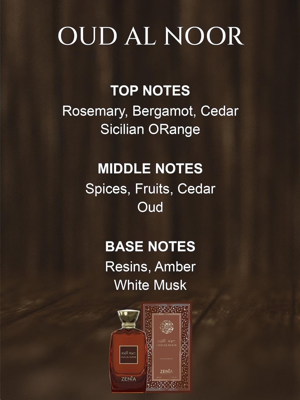 Zenia Oud Al Noor Eau de Parfum EDP Spray Unisex – 3.4oz / 100ml | Long Lasting Fresh Spicy Woody Oud Fragrance with Bergamot, Cedar, Amber & Musk - Image 5