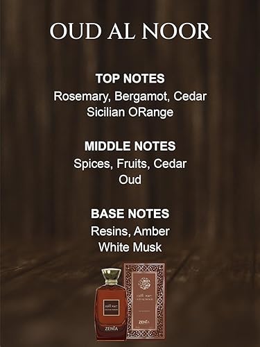 Miniatura 5 de Zenia Oud Al Noor Eau de Parfum EDP Spray Unisex  3.4 oz  3.4 fl oz  Fragancia fresca picante Woody Oud de larga duración con bergamota, cedro,