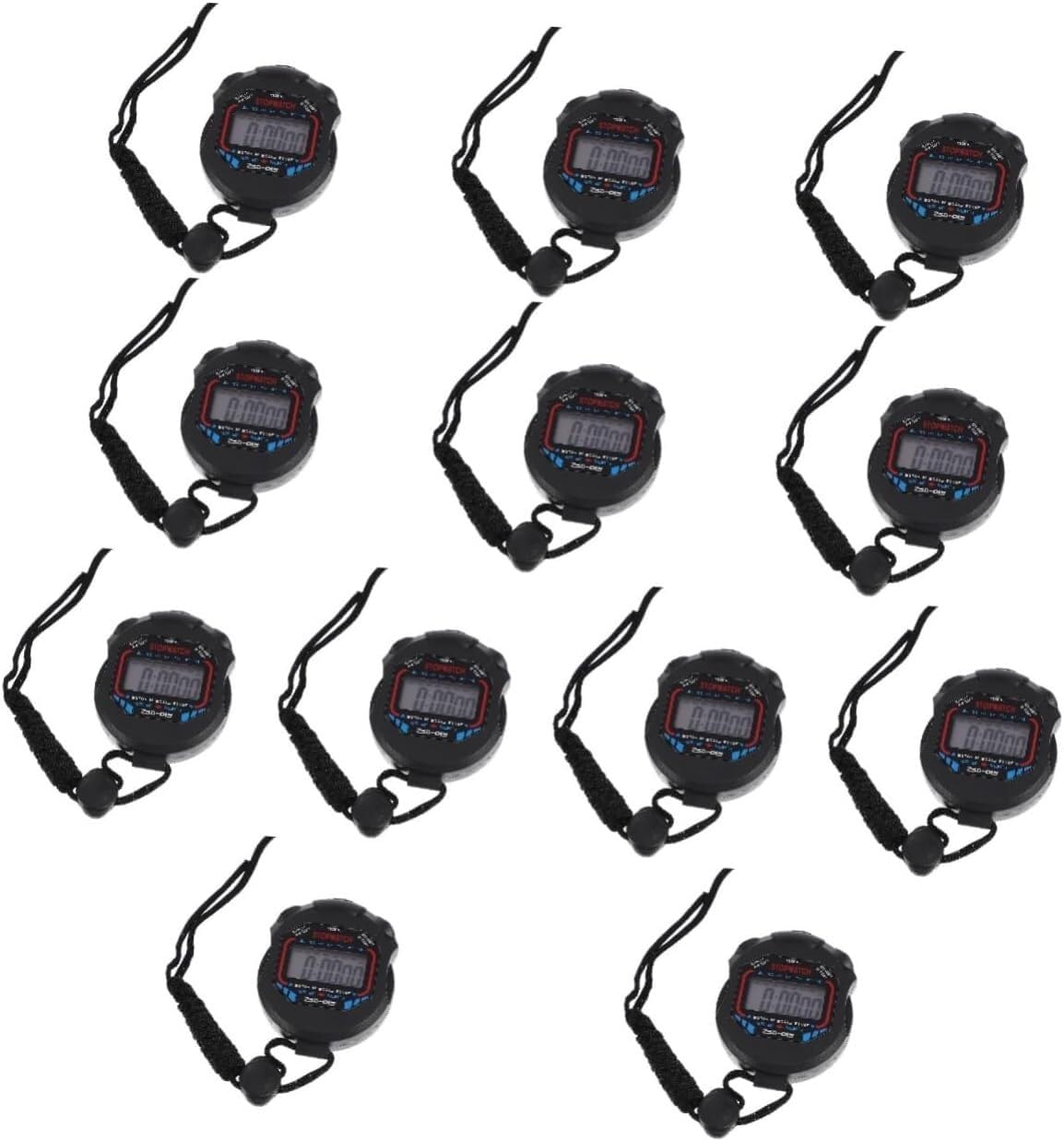 5 sztuk stoper dla dzieci ręczny stoper cyfrowy stoper cyfrowy zegar kalendarz siłownia stoper stopery do sportowego nadgarstka (Color : Blackx12pcs)