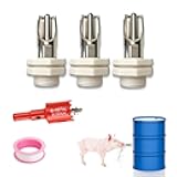 3 Pack Stainless Steel Pig Waterer Nipple Kit, Complete Set with Hole Saw & Tape, Automatic Nipple Drinker for Hogs, Goats, Rabbits, Poultry, Pig Nipple Waterer for Barrel Kit, Rabbit Watering System