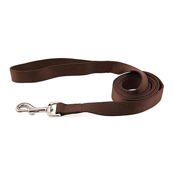 VIP Collection 1.5 Inch Nylon Dog Leash Strong and Durable Traditional Style Leash with Easy to Use Collar Hook Soft Padded Handle for Training Walking Lead Color Brown Extra Large