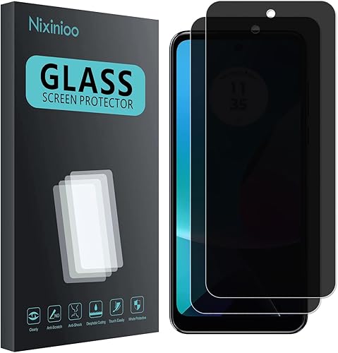 Miniatura 1 de Nixinioo Paquete de 2 protectores de pantalla de vidrio templado, diseño de privacidad para Motorola Moto G Play 2023, antiespía, dureza 9H, sin