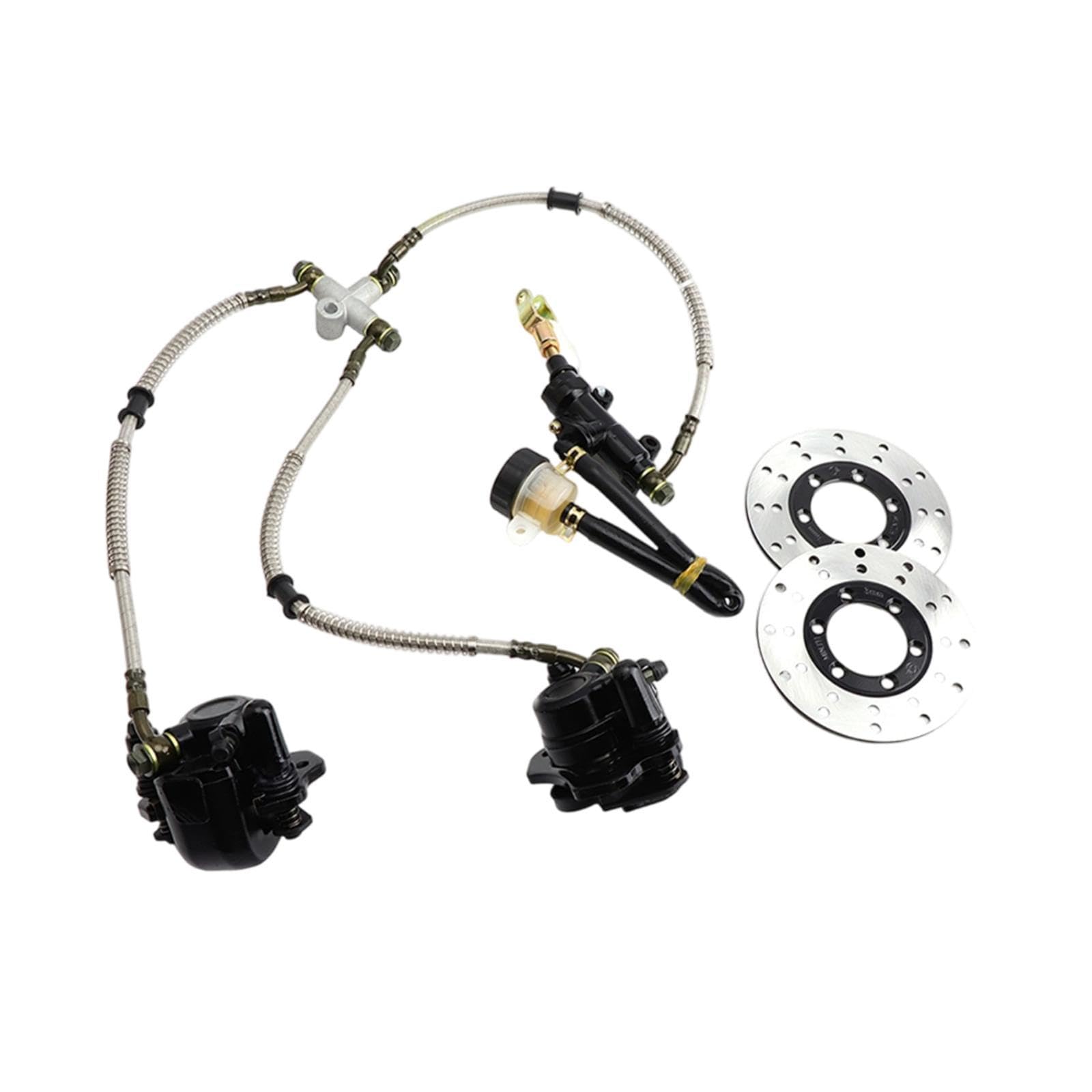 Go Kart Bremsen Hydraulische Hinterrad Bremsanlage mit Doppel Fußbremse Und Hauptzylinder, Metallkonstruktion für DIY Go Kart Strandbuggy Mini, mit Bremsscheibe
