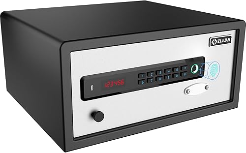 Caja fuerte para hotel de 1.1 pies cúbicos, caja fuerte de acero para documentos personales con cerradura biométrica estilo hotel, cerradura