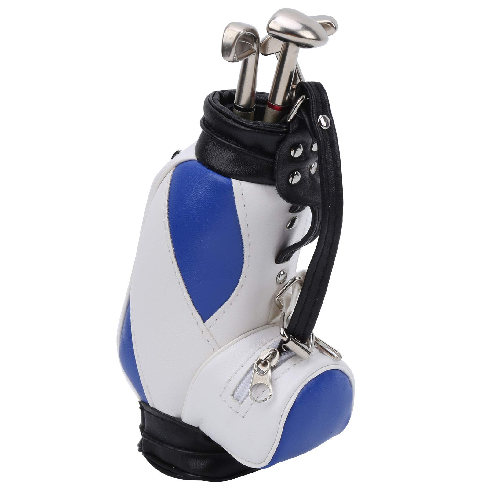 Porte-stylo mini sac de golf bleu et blanc avec 3 stylos clubs pour bureau
