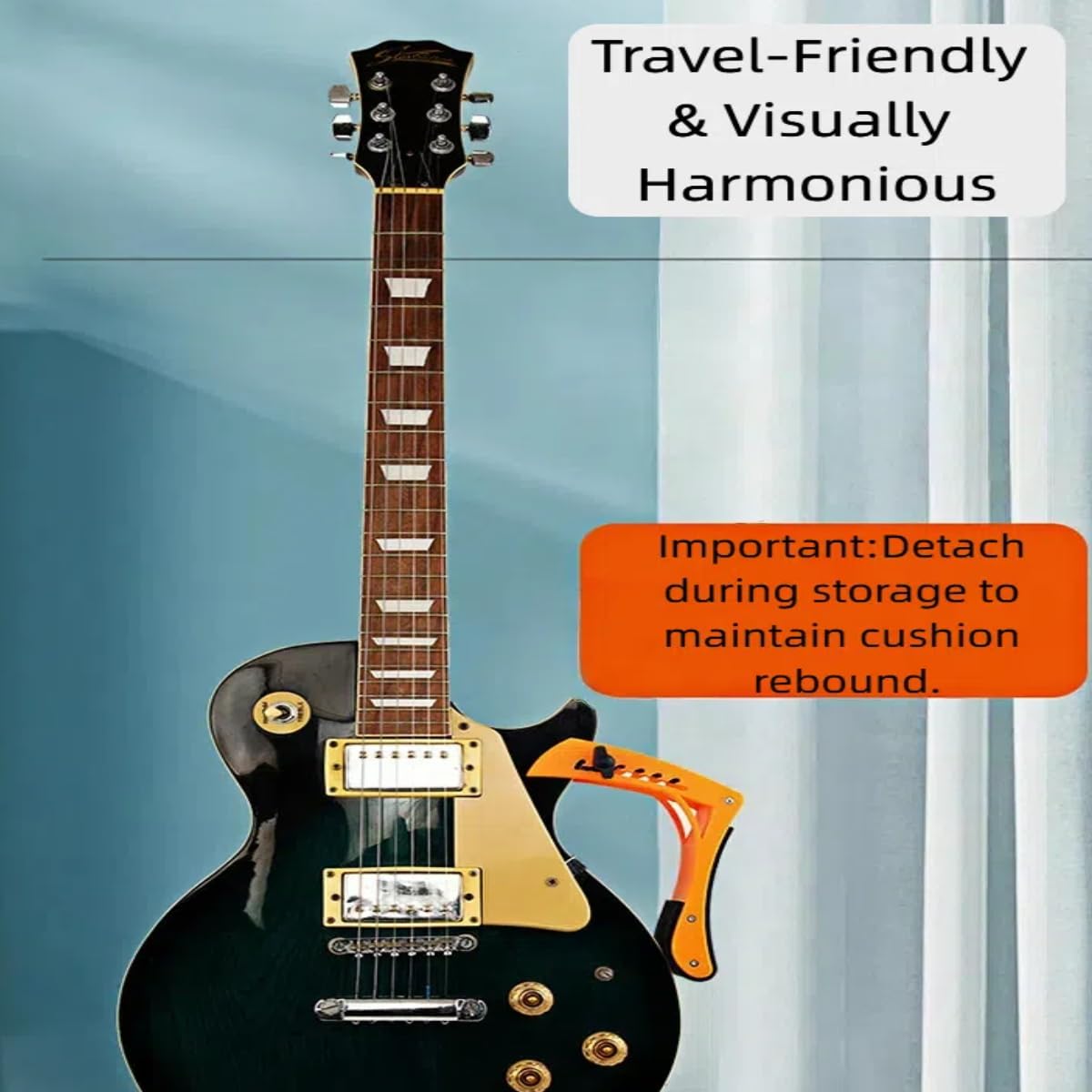 Repose-pieds de guitare - Largeur réglable - Pour guitare électrique, classique et acoustique - Pour homme - Orange