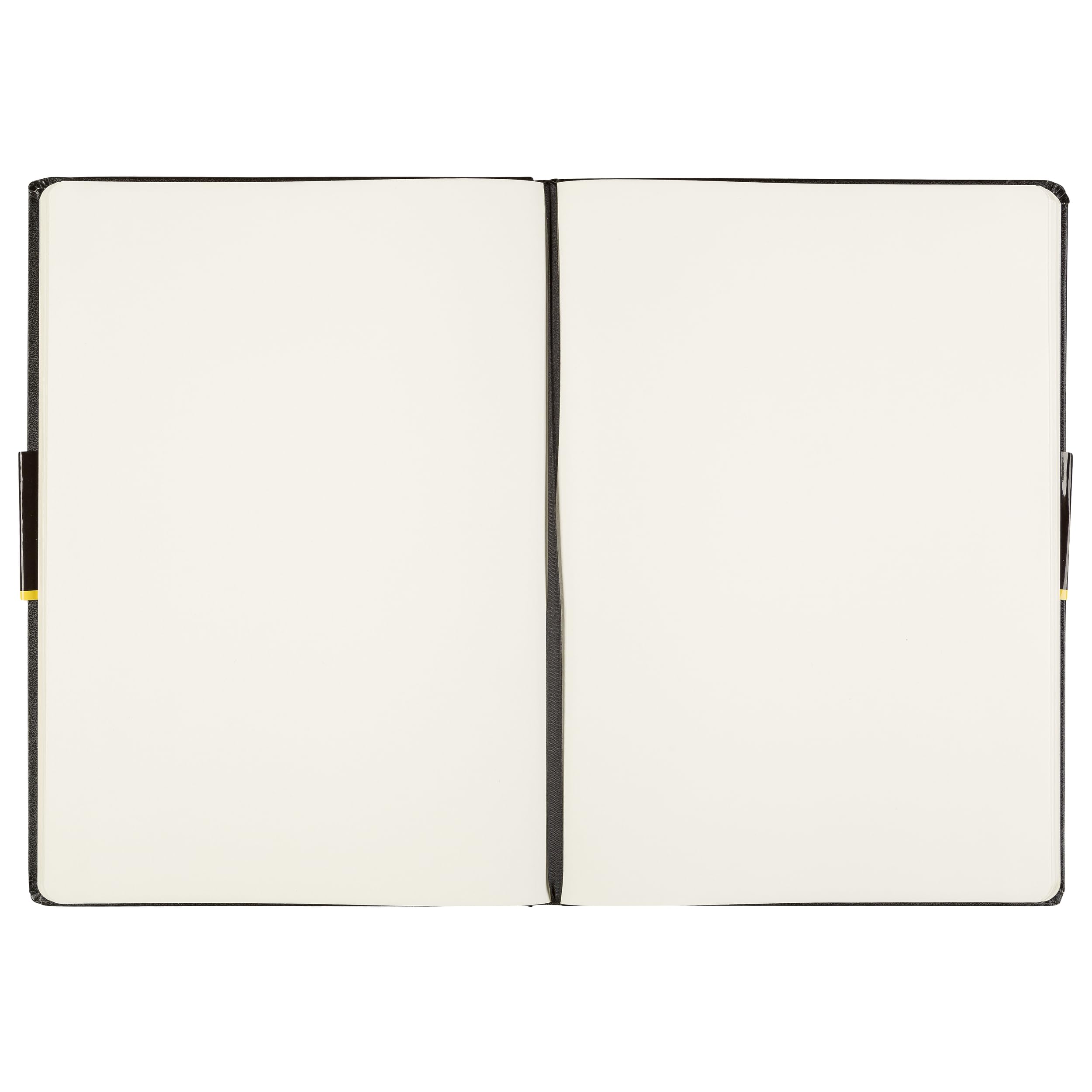 Idena 90449 - Notizbuch A4 blanko, 5 Stück, 192 Blatt 80 g/m² in Creme, mit Innentasche, Gummiband und Lesezeichen, Hardcover Einband in Schwarz