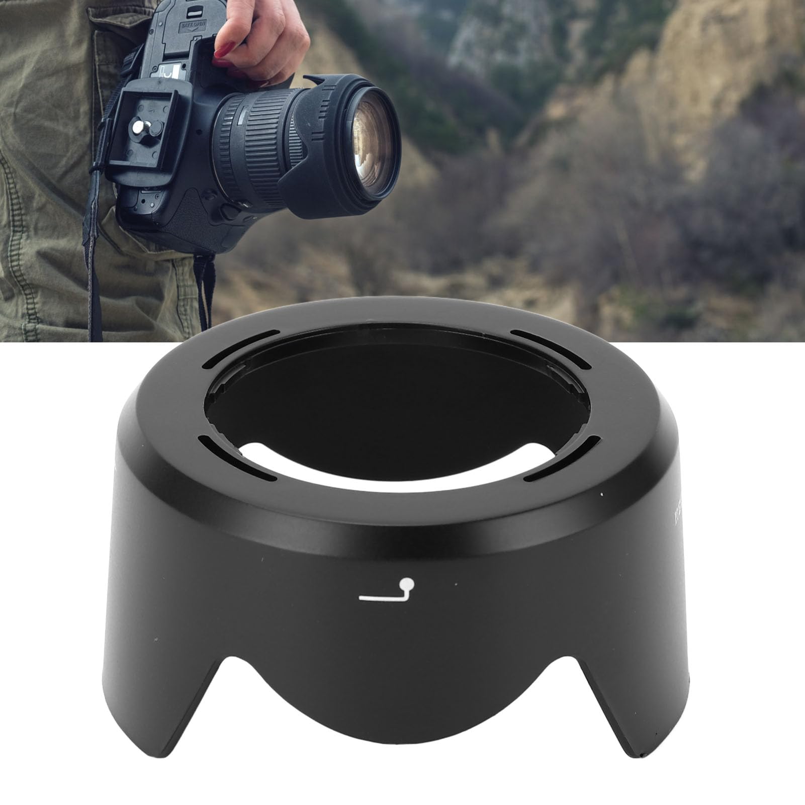 Lens Hood, Easy to Install Reversible Lens Hood Protector Scratch Resistant Plastic Rugged for Nikon VR10 to 30mm F/3.5?5.6 VR30 to 110mm F/3.8?5.6 Lens