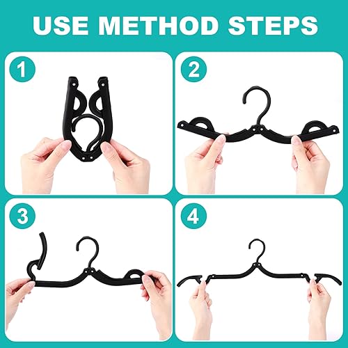 Miniatura 7 de 24 perchas de viaje, perchas plegables portátiles, perchas plegables negras, accesorios de viaje ligeros, perchas plegables antideslizantes para