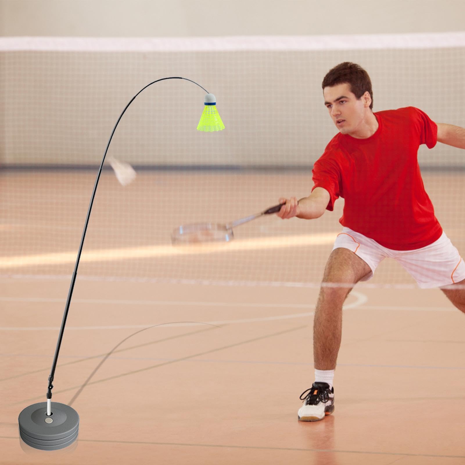 Outil D'entraînement De Badminton – Acier Fibre De Verre 65 À 330 Cm | Kit De D'auto-entraînement Avec Base Épaisse Améliorée | Une Personne A Attaché Un Équipement Auxiliaire De Frappe Pour L'