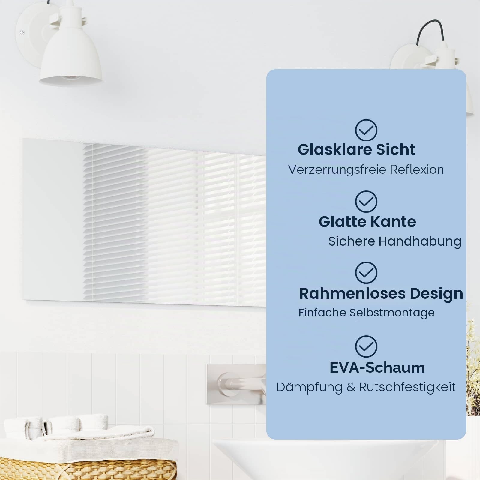 vidaXL Wandspiegel Rechtwinklig 40 x 100 cm Gehärtetes Glas