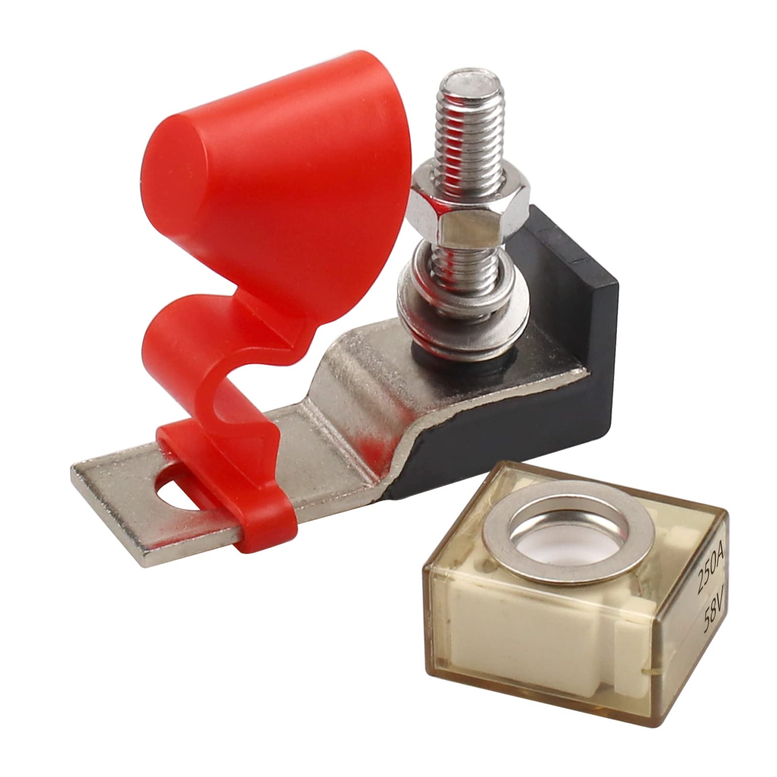 RKURCK 250A MRBF Fuse Block, Marine Rated Battery Fuse Terminal Block 250A,58V DC Max, IP66, Ignition Protected