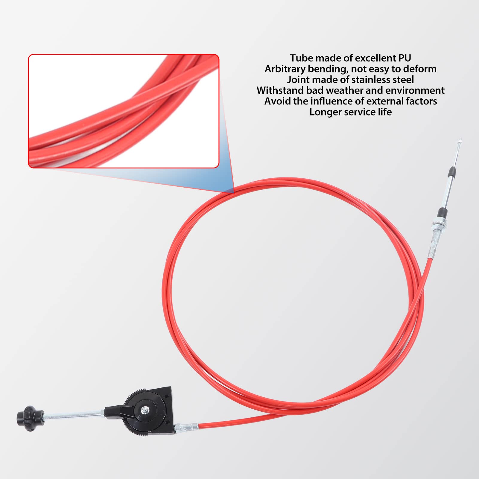 CHICIRIS Câble de Commande de Moteur D'Excavatrice, Câble D'accélérateur Manuel en Acier Inoxydable PU de 5 Mètres, pour Excavatrice, avec Fil de Transmission de Réponse D'accélérateur