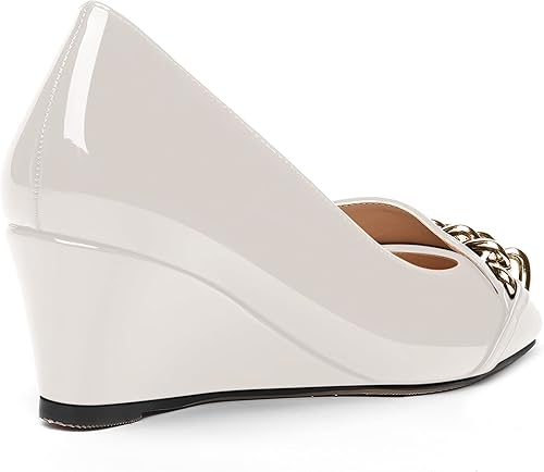 Miniatura 5 de MOVINSTEPS Zapatos de tacón bajo de cuña de metal para mujer, con puntera cuadrada, de 2 pulgadas