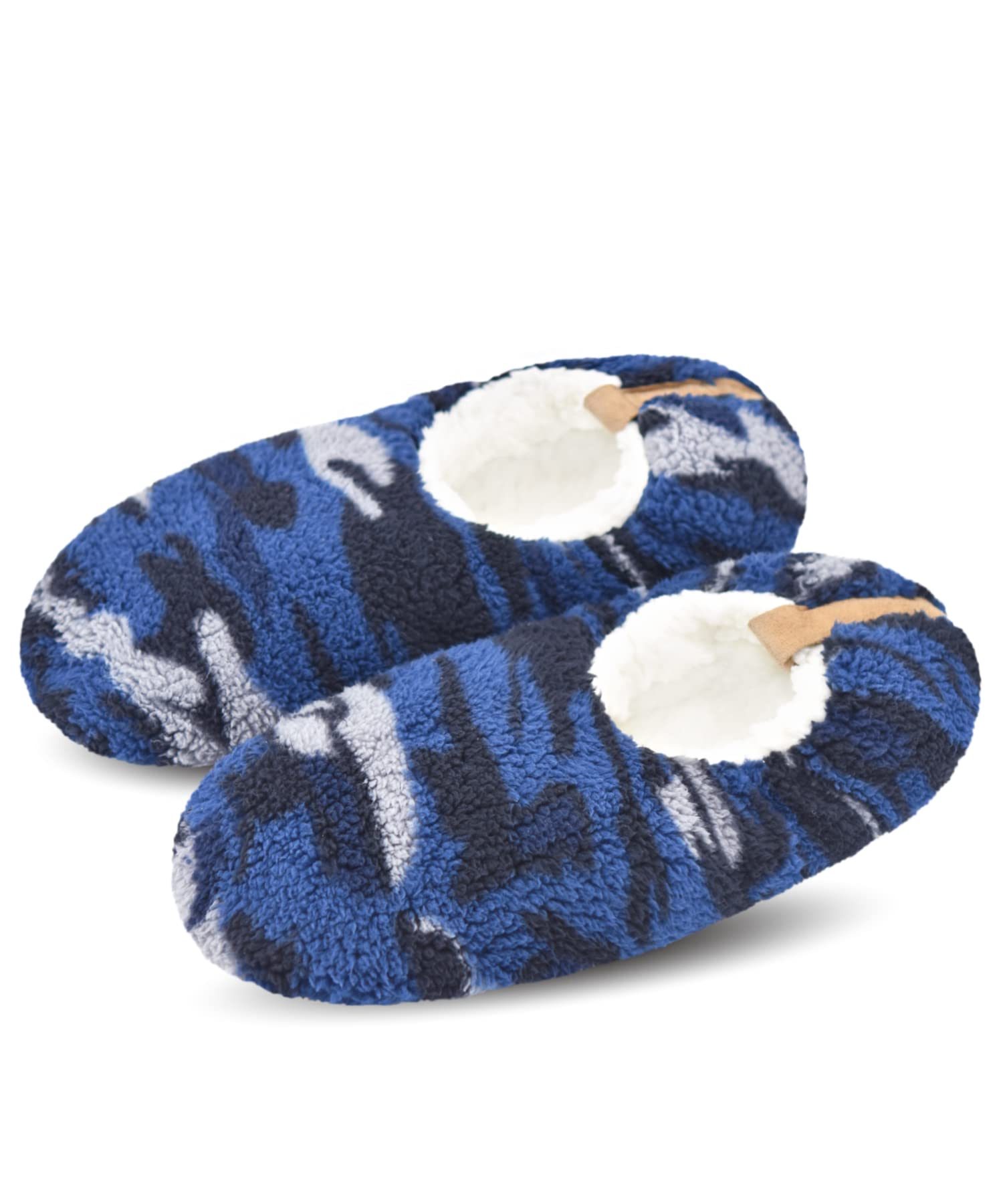 DICUIRD Men’s Fuzzy Sherpa Lined Slipper Socks Non-Skid Gripper Soft Sole