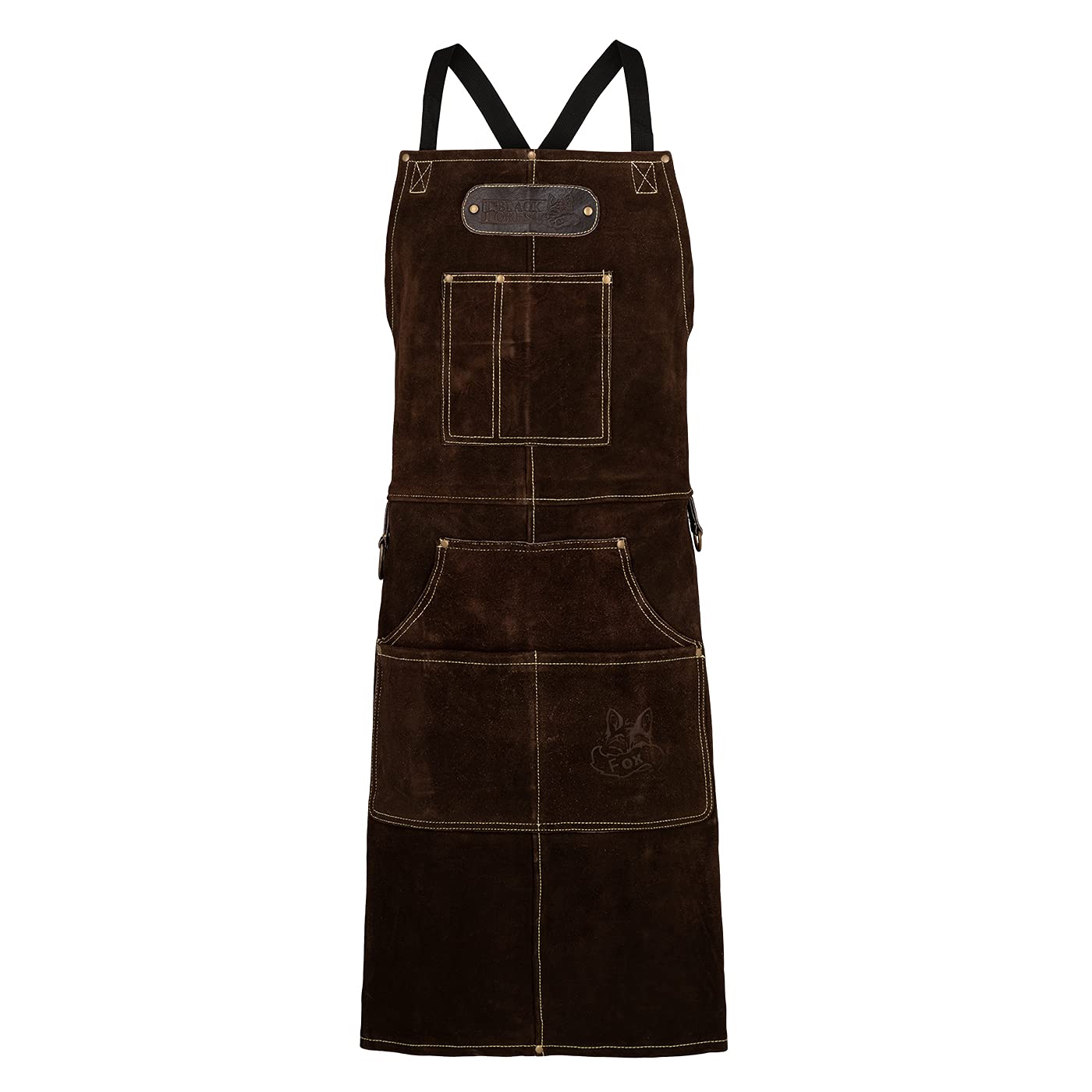 ROUGH Arbeitsschürze Lederschürze aus Büffel Wild Leder Schürze, Rauleder, Grillschürze, Gastronomie, Barista, Kochschürze | 61x94 cm | Variabel von M - XXL in 3 Farben