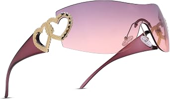 Pro Acme Y2K Wrap Around Rimless Sunglasses for Women, Oversized Shades