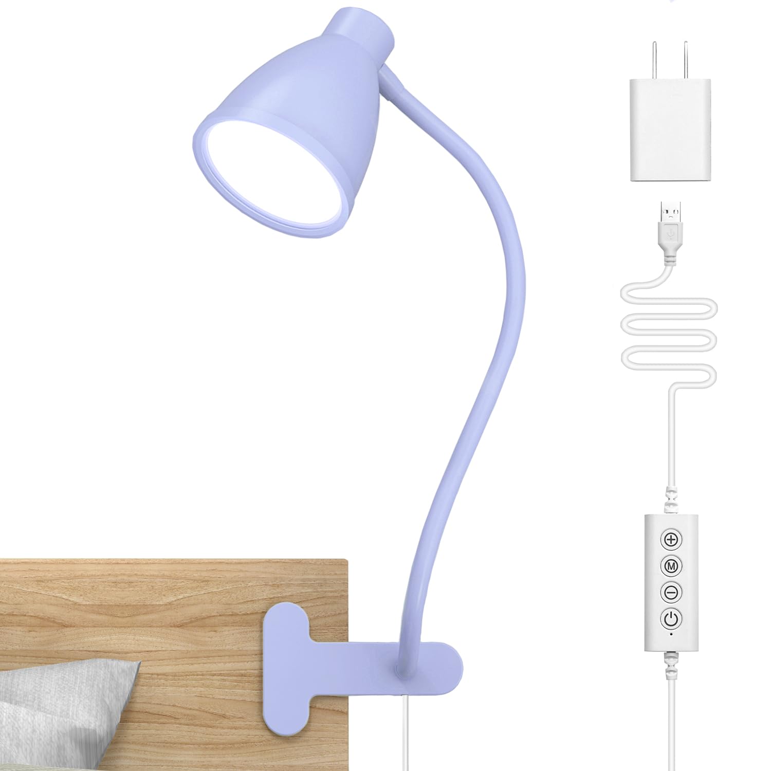 BOHON Desk Lamp with Clamp, 10W 38 LED Clip on Light, 5 Color 10 Brightness Auto Off Timer, Flexible Gooseneck Clip Lamp, Desk Lights for Office Home