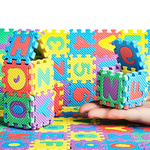 Image of 36 PCS Foam Play Mat 2 x 2 Inch Interlocking Alphabet and Numbers Mini ABC Mats for Floor Colorful Alphabet Mats Foam Letter Mats for Floor, Soft EVA Tiles Reusable Easy to Clean