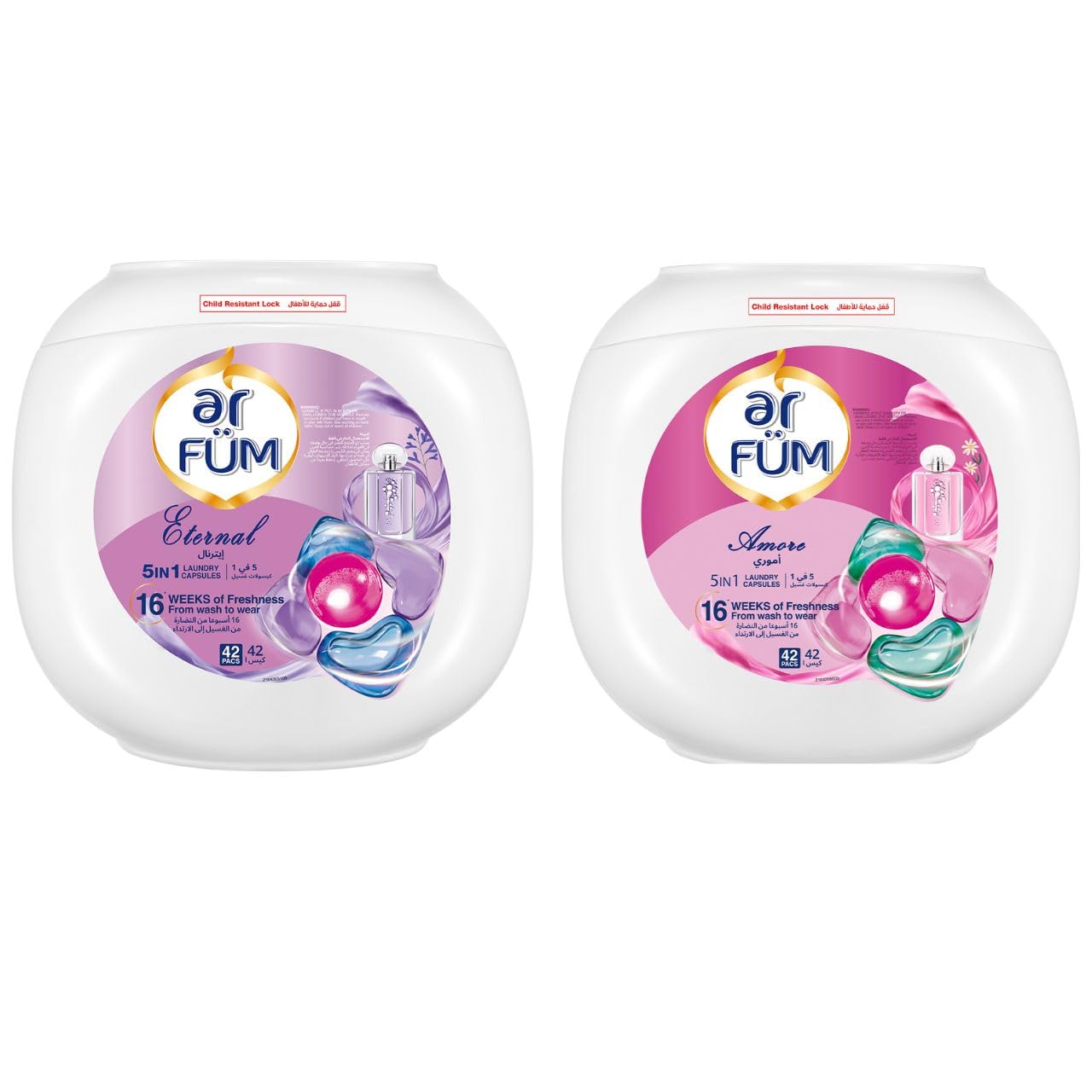 5-in-1 Laundry Detergent Pods with German Formulated Laundry Pods and 16 Weeks of Long-Lasting Fragrance (Eternal, Amore), 84 Count