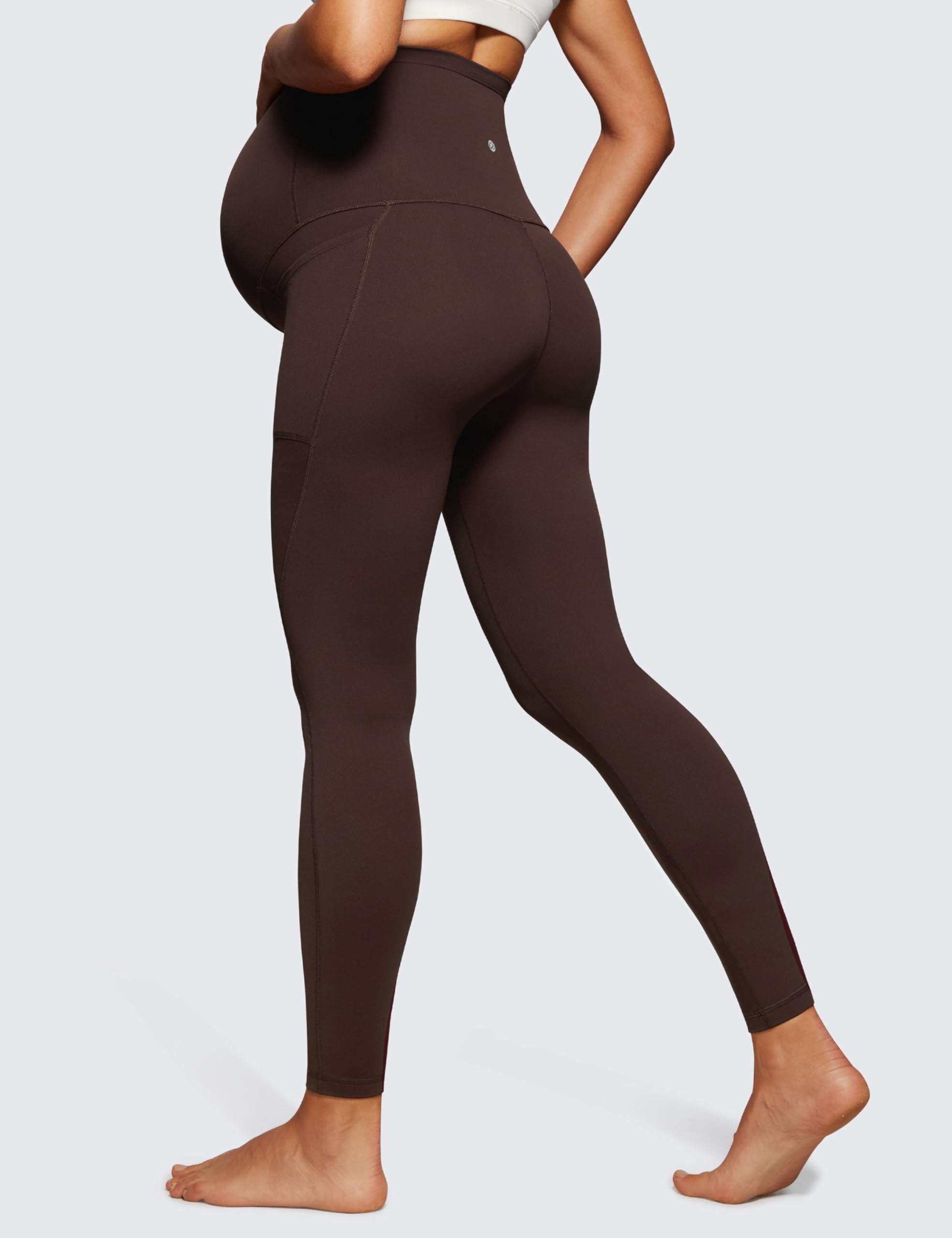 CRZ YOGA Damen Butterluxe Umstandsleggings mit Taschen High Waist Umstandshose Blickdichte Schwangerschaft Yoga Leggins - 64cm/71cm