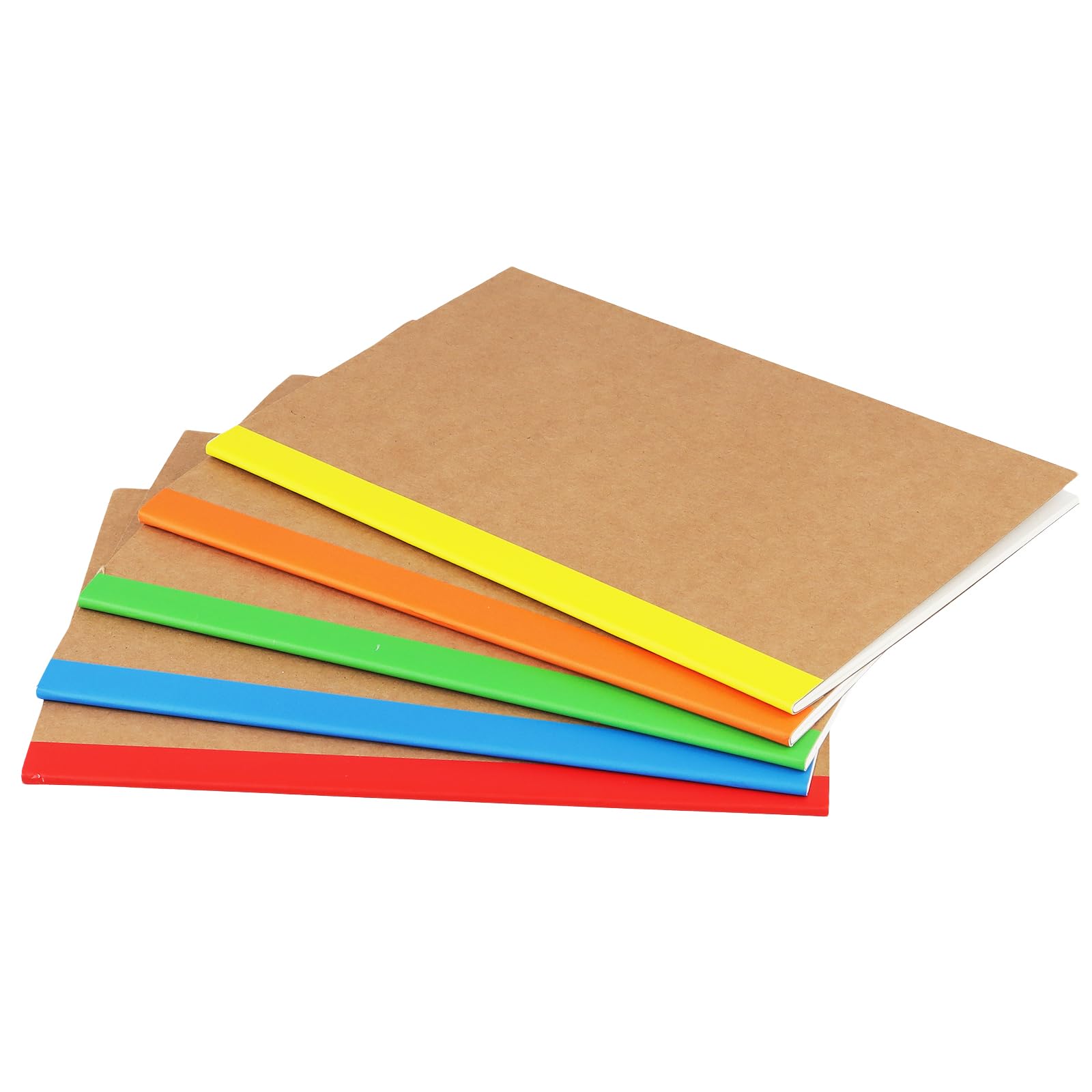 Paquete de 50 diarios de composición, cuaderno A5 Kraft con pasadores de arco iris, diarios con líneas para el hogar, oficina, viaje, 60 páginas, 5 colores