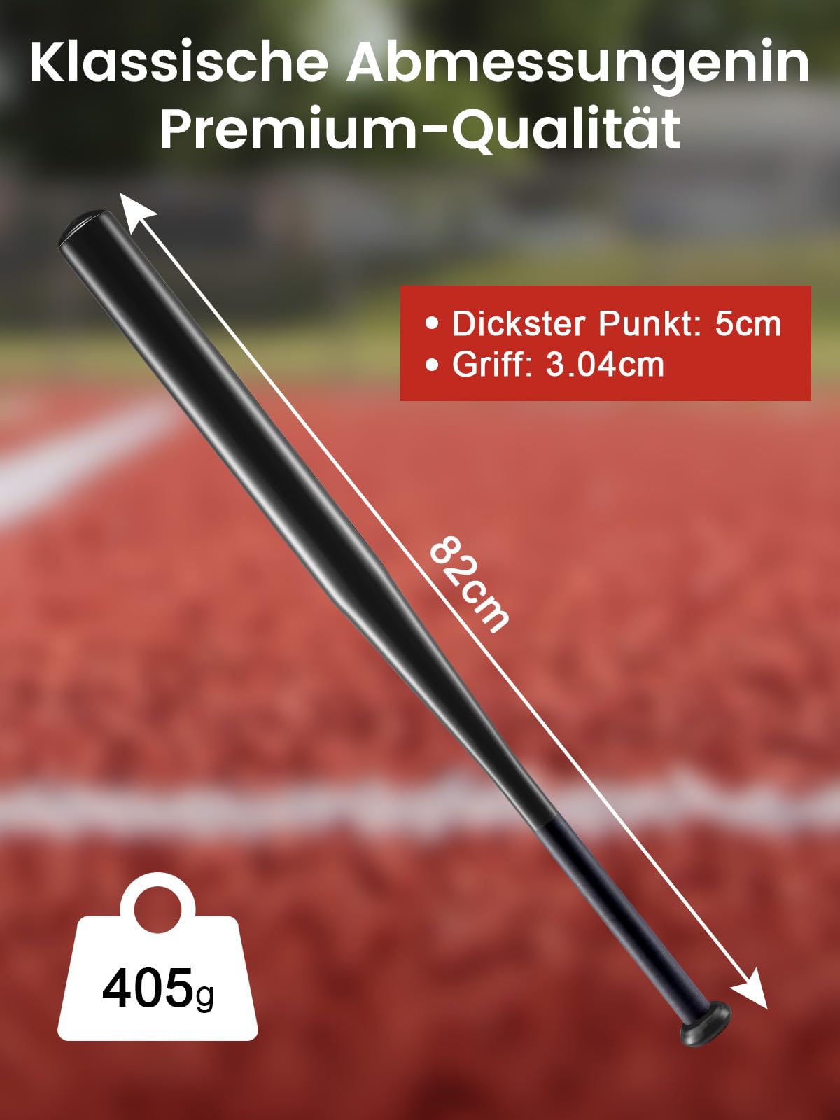 Baseballschläger Stahl 82 cm Robuster Baseballschläger für Baseball Softball Trainingsschläger mit Rutschfestem Griff für Freizeit Training Erwachsene