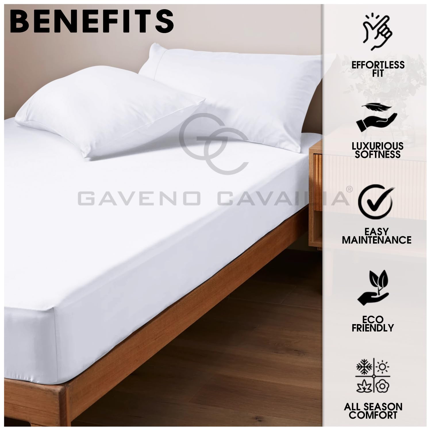 Easy Care King Size Fitted Sheets, Polycotton Extra Deep Fitted Bed Sheets, Hypoallergenic White 10"/25cm Soft Touch Fitted Sheet - Image 4