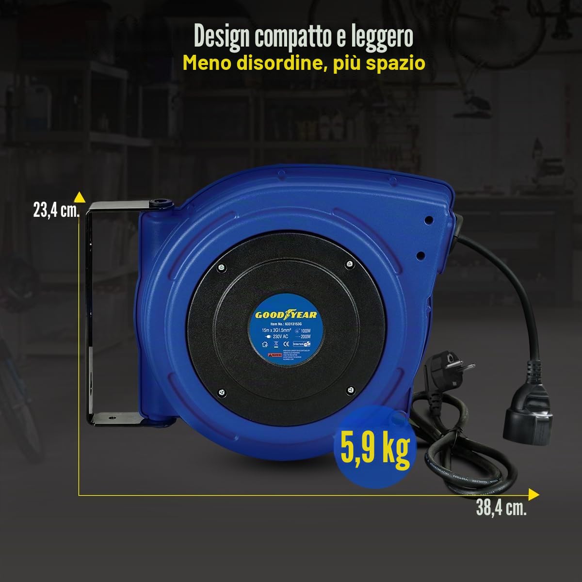 Goodyear Avvolgicavo automatico, 15 m, 3G1,5 mm² H07RN-F