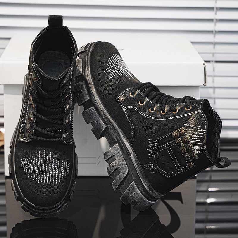 Men's Lace-up Motorcycle Boots Combat Casual Dress Outdoor Hiking Activities Work Boots for Men2