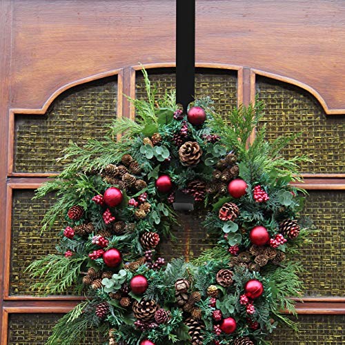 Image of 15inch Metal Wreath Hanger Premium Over The Door Wreath Hook for Christmas Decoration Black