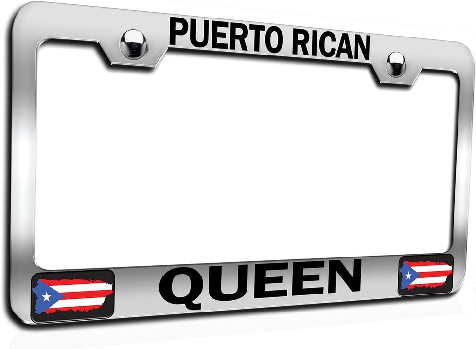 Makoroni - Puerto Rican Queen Puerto Rico Rican Ch Steel Auto SUV License Plate Frame, License Tag Holder