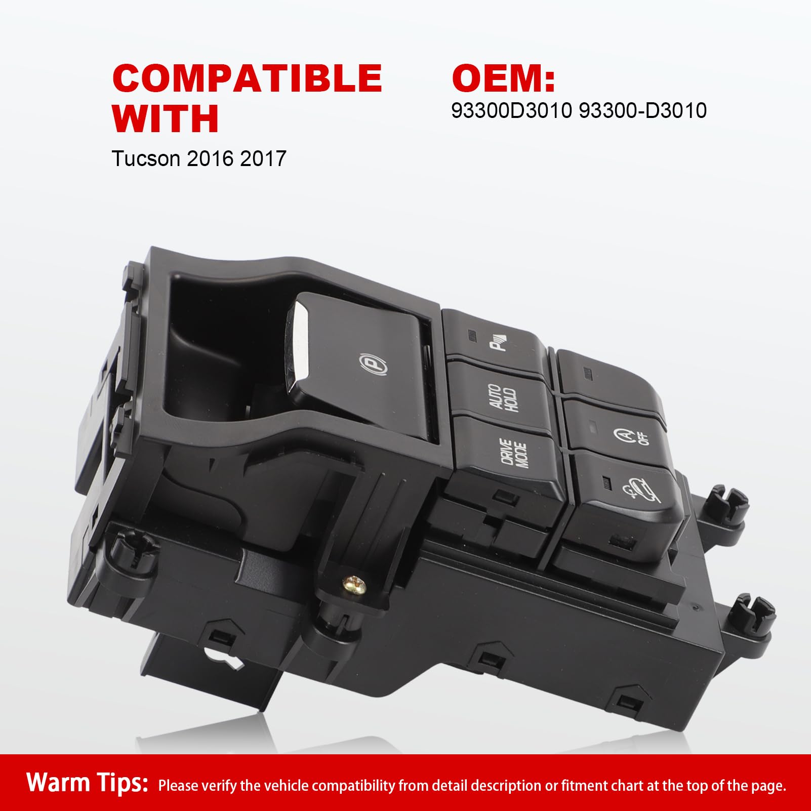 Freno di Parcheggio Elettronica 93300D3010 Per Hyundai Tucson 2016-2017 Interruttore Freno Mano Elettronico Pulsante Controllo Console 93300-D3010 Nero