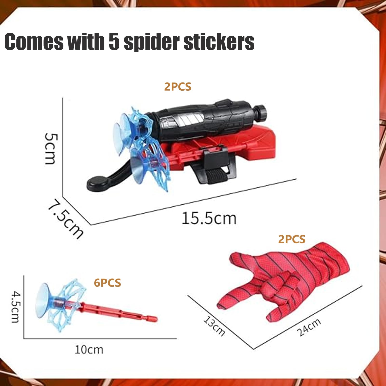 TKGEOUE Set di 2 Launcher Glove,Spider Launcher Glove,Guanti Launcher per Giochi, Spiderman Glove Launcher Set,Spider Web Launcher Toy, Giocattoli Educativi per Bambini