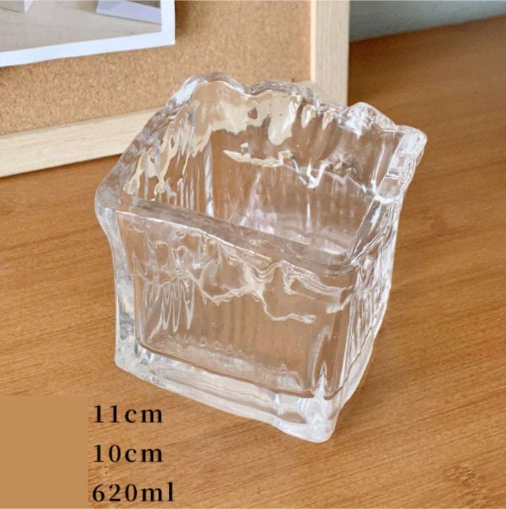Posacenere in vetro trasparente, Posacenere in vetro trasparente a forma di 320 ml 620 for uso interno ed esterno(620ml)