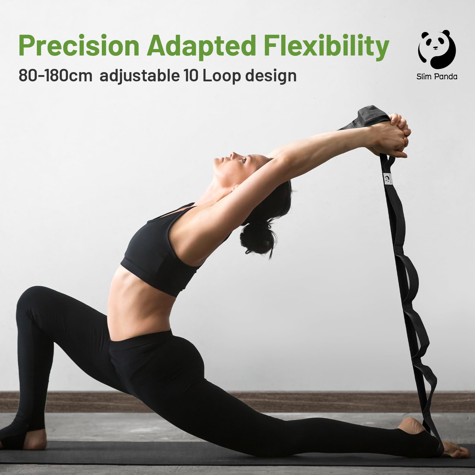 Slim Panda Cinghia Yoga Stretching, Cintura Yoga con 10 Loop per l'Allungamento e Stretching, Ceinture Elastiche Fitness Ideale per Yoga, Balletto, Pilates Fisioterapia