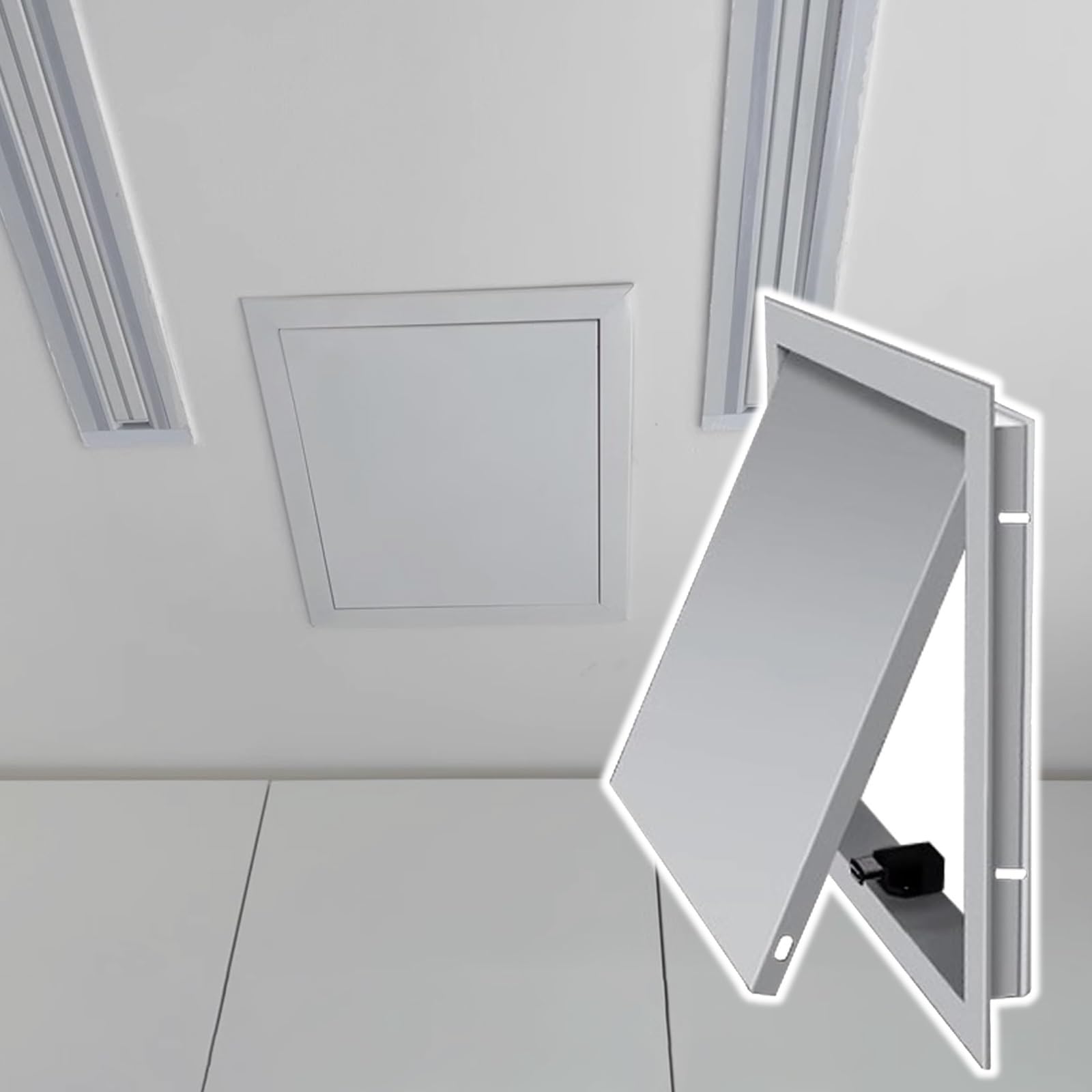 Drzwi dostępowe do suchej zabudowy, dekoracyjna osłona panelu sterowania, wysokiej jakości stop aluminium, do instalacji sanitarnych, elektrycznych, grzewczych i alarmowych (szare, 400 x 400 mm)