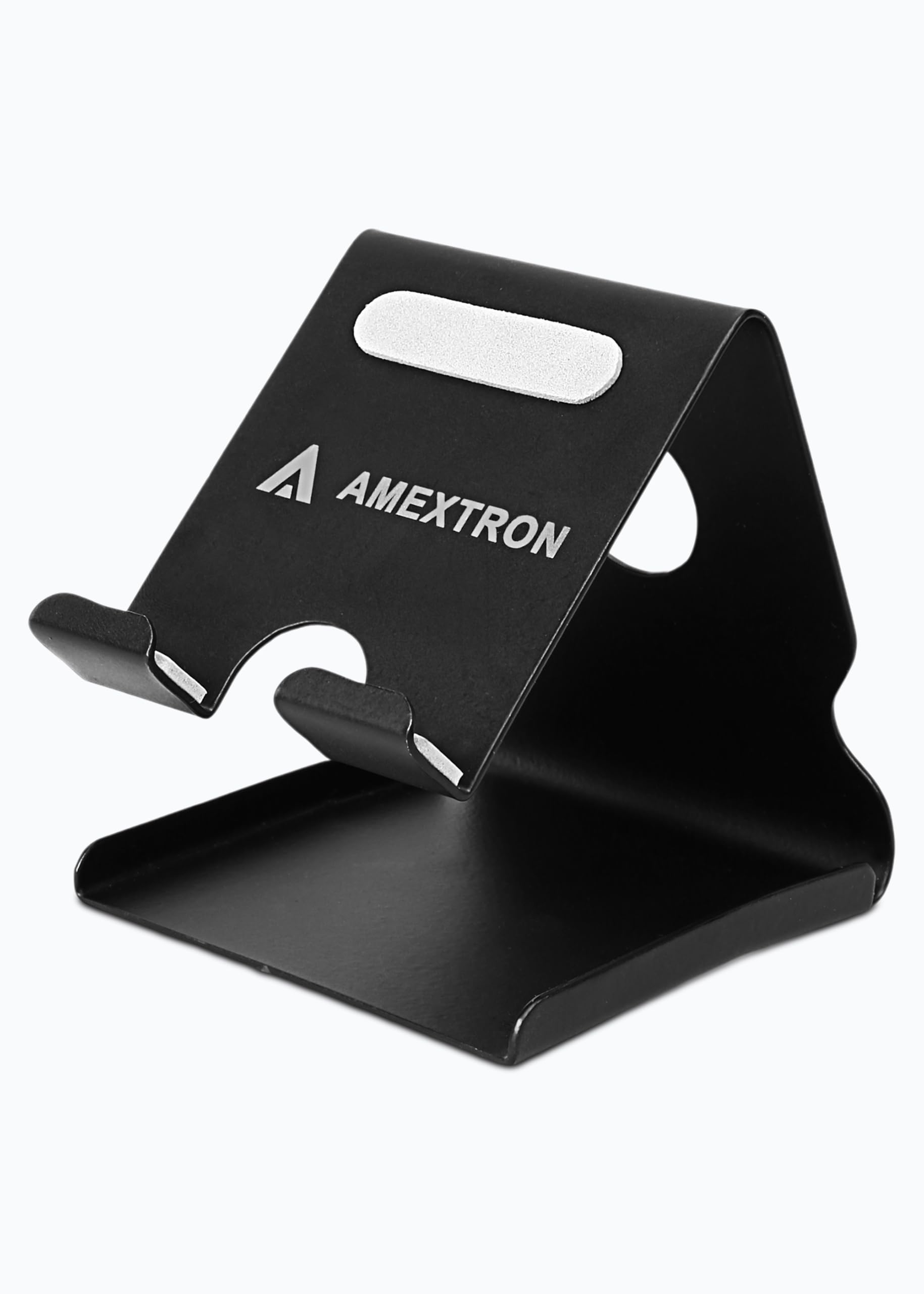 AMEXTRON Universal Mobile Phone Stand – Adjustable Tabletop Desk Holder with Cable Organizer & Card Slot | Foldable & Sturdy Stand for Home & Office (Black)-image-6