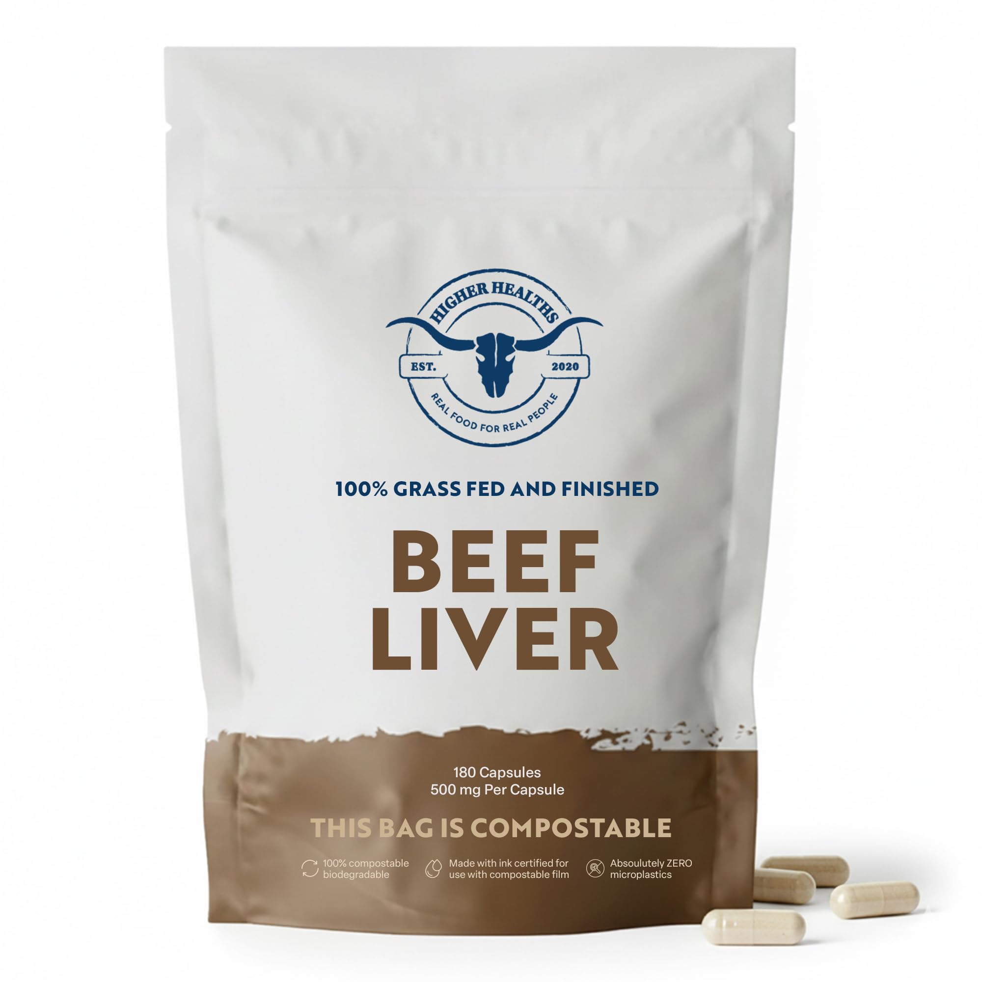 Grass Fed Beef Liver Capsules, Freeze Dried, 180 Count