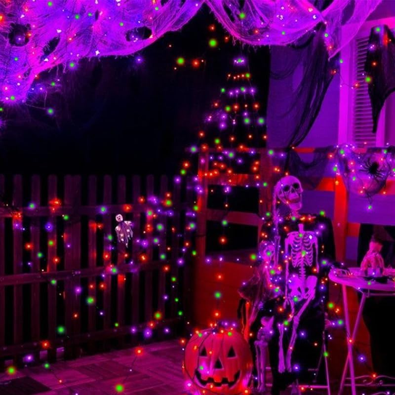 Miniatura 2 de LAMPHOME 50 luces LED de Halloween para exteriores, 16 pies, mini tira de luces con 9 modos y temporizador de 6 horas, resistente al agua, funciona
