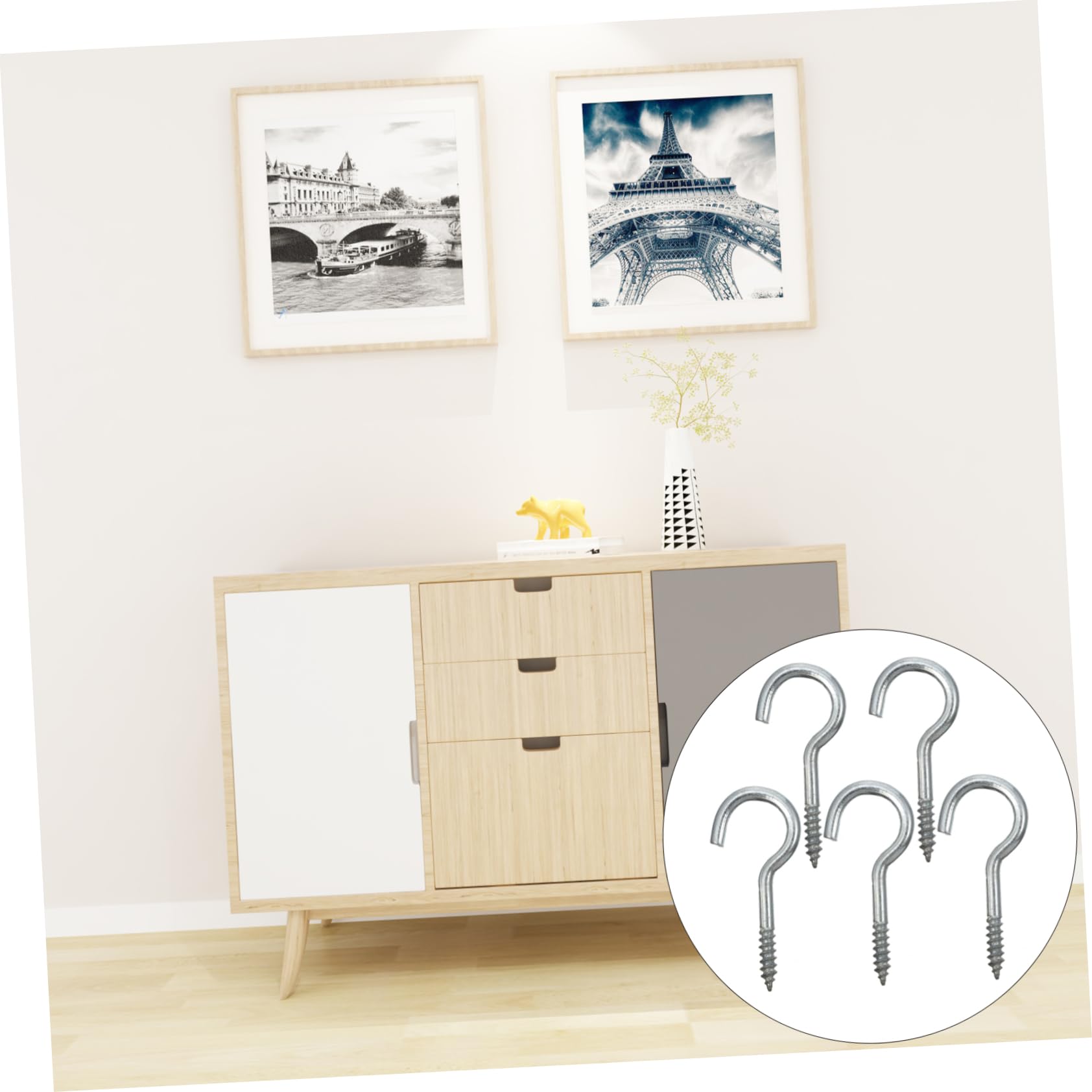 SOESFOUFU 304 Stainless Steel Sheep Eye Screw-in Hooks 100pcs Set Self-Tapping Cup Screws for Wall Mounting Socket Screw Hooks for Home Decor