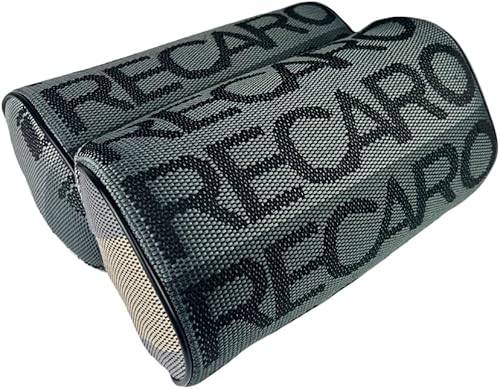 Q1-TECH, 2 piezas JDM Bride Recaro Racing Gradation para asiento de coche Cuello Reposacabezas Almohada Tela Asiento Cubo Material (RecaroGris)