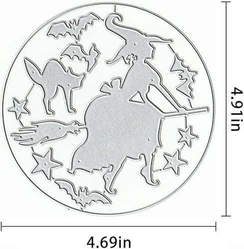 Miniatura 10 de Troqueles de metal para cortar castillo de Halloween, diseño de cruz de murciélago y luna, plantillas de brujas para hacer tarjetas, manualidades,