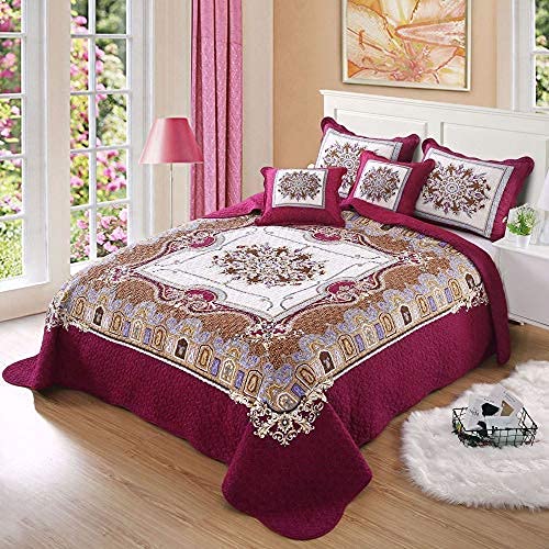 Couverture polyvalente matelassée brodée en coton lavé pour lit double cocooning