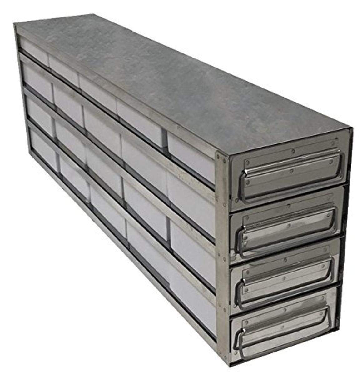 Labrepco LAB542UD81 Upright Freezer Drawer Racks (Stainless Steel) with 81Cell Fiberboard