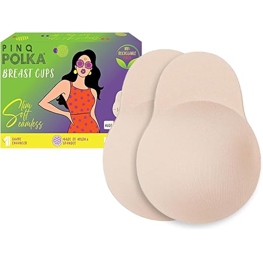 PINQ POLKA Reusable Silicone Bra Lift Cup for Women|Stick on|Invisible Breast Lift Cups |Skin- Friendly Adhesive|Up to 12 Hrs Sticking Capacity|Reusable Cloth Bag